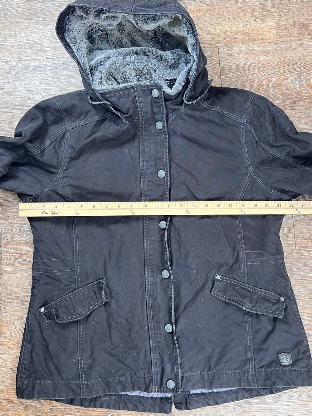 Noble Outfitters Equestrian Stable Ready Canvas Jacket Black Faux Fur Hood | XL - Picture 2 of 10